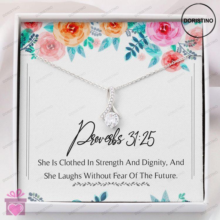 Cancer Patient Necklace Alluring Beauty Necklace  Proverbs 31 25 Gifts For Cancer Patient Necklace Doristino Limited Edition Necklace